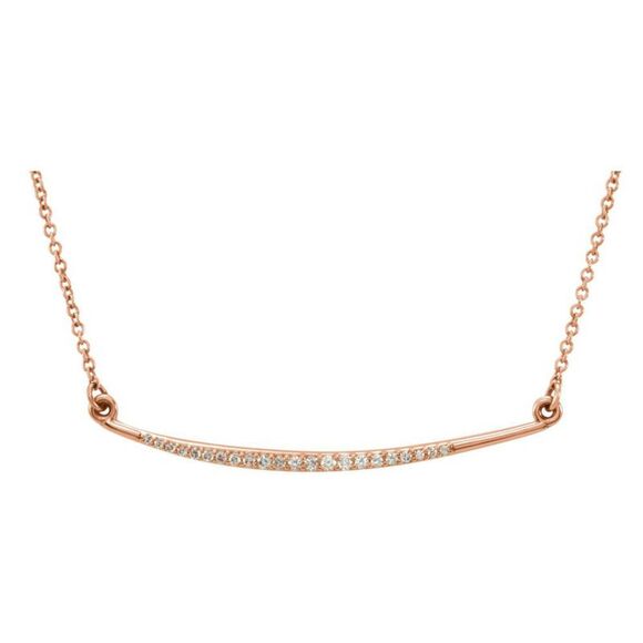 1/8 Ctw Diamond Curved Bar Necklace in 14k Rose Gold, 16 Inch - Picture 1 of 4
